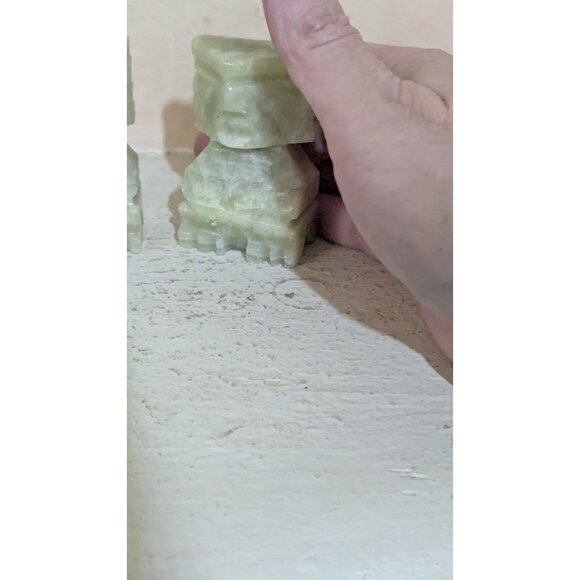 Hand-Carved Light Green Alabaster  Marble Mayan inspired Tiki  Figurines 2.5" - Picture 5 of 7